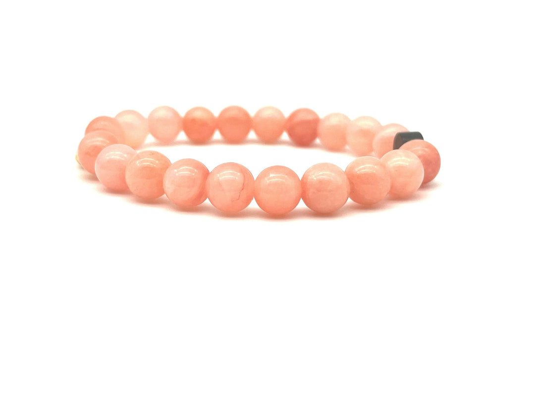 Armband Calcit peach Herz - Bracelettery #farbe_gold