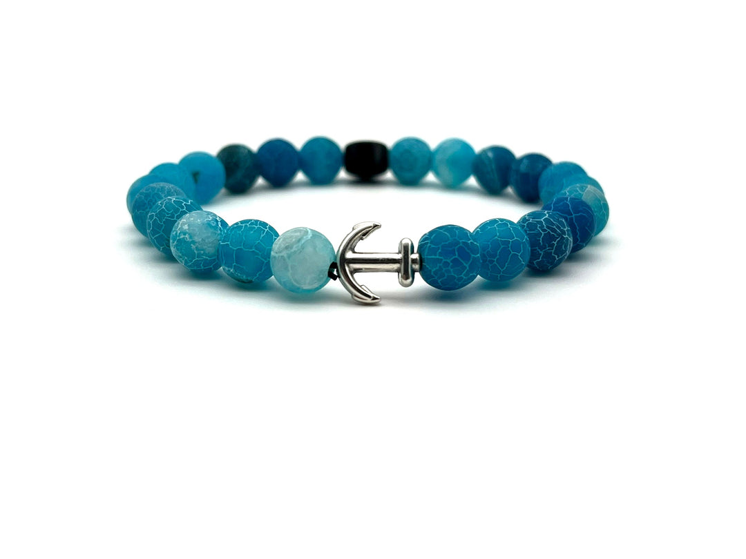 Armband Chalcedon blau Anker - Bracelettery