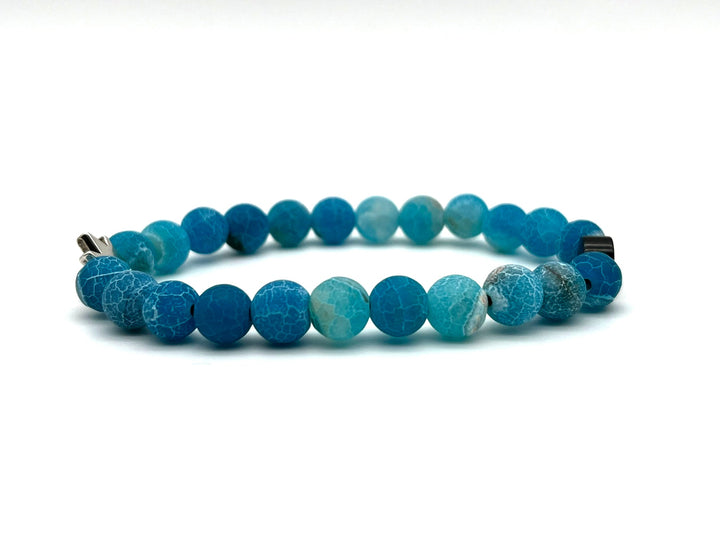 Armband Chalcedon blau Krone - Bracelettery #farbe_silber