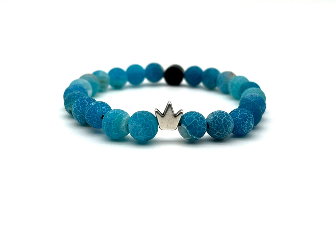Armband Chalcedon blau Krone - Bracelettery #farbe_silber