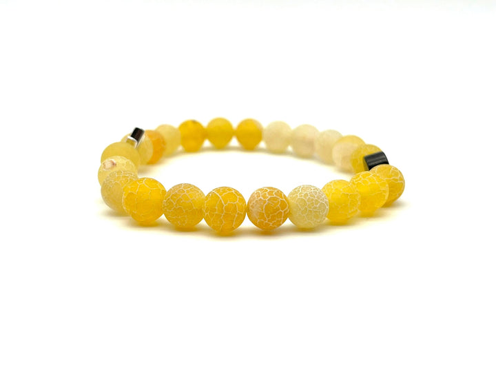 Armband Chalcedon gelb Krone - Bracelettery #farbe_silber