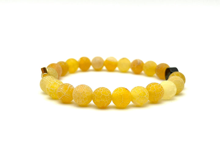 Armband Chalcedon gelb Krone - Bracelettery #farbe_gold