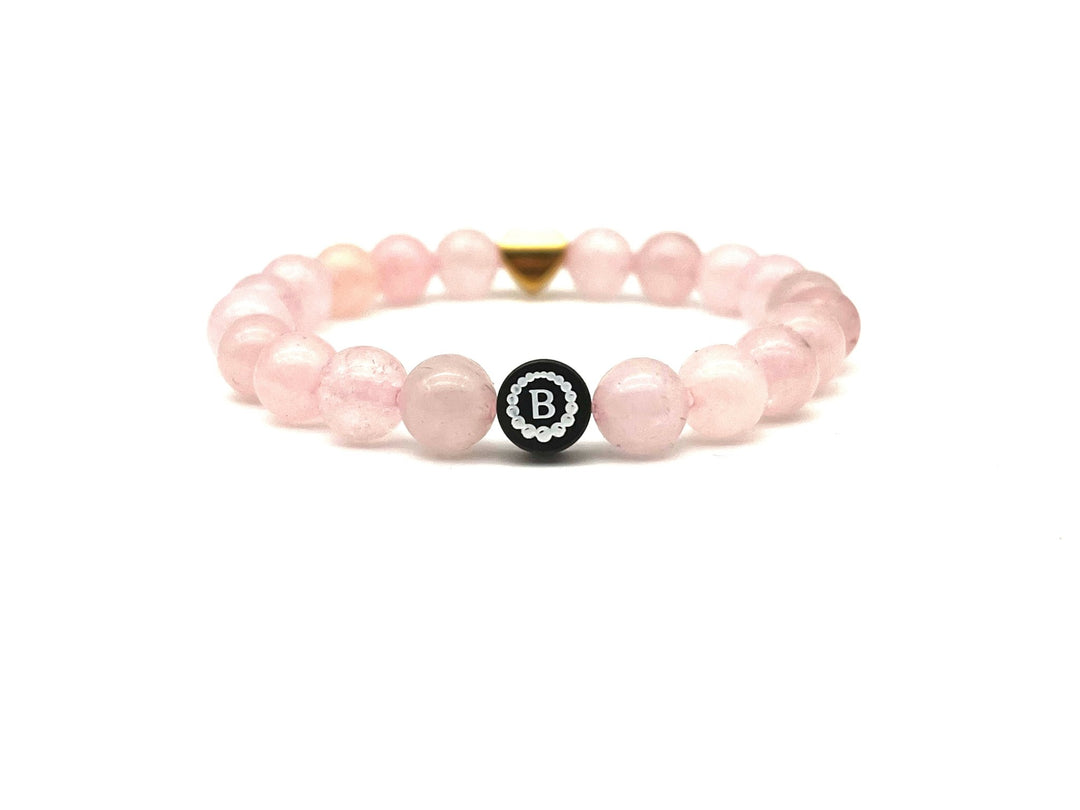 Armband Quarz pink Herz - Bracelettery #farbe_gold