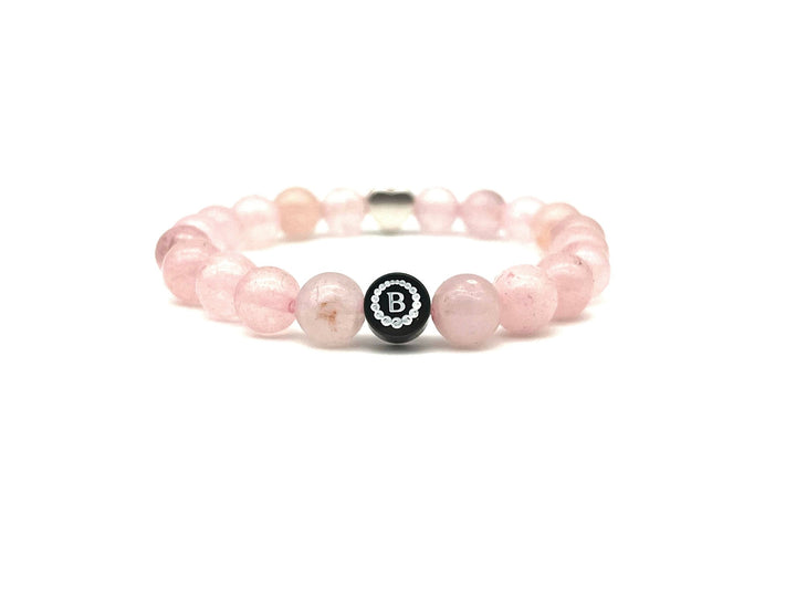 Armband Quarz pink Herz - Bracelettery #farbe_silber