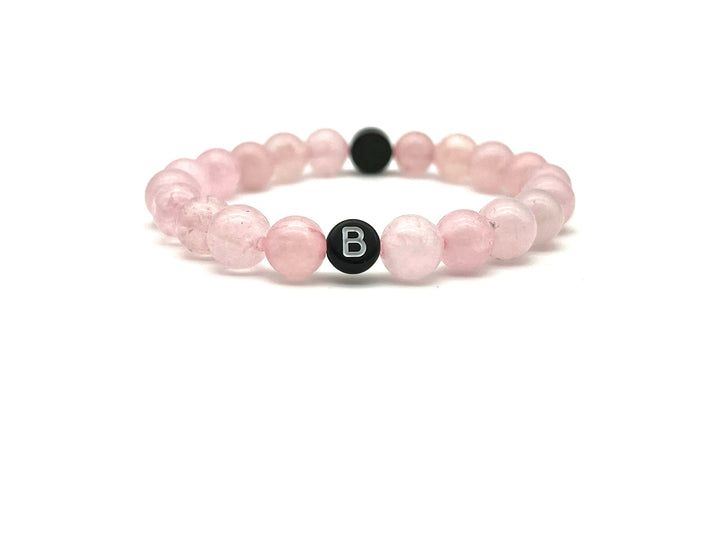 Partnerarmband Quarz pink Buchstabe - Bracelettery #farbe_schwarz