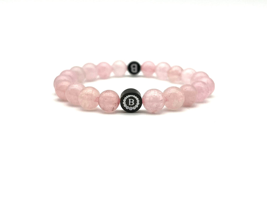 Partnerarmband Quarz pink Buchstabe - Bracelettery #farbe_schwarz