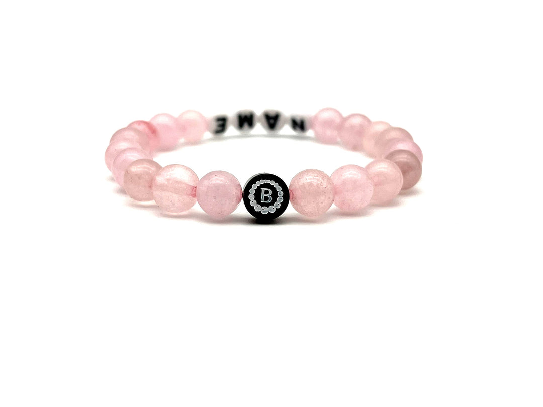 Partnerarmband Quarz pink Name - Bracelettery #farbe_weiss