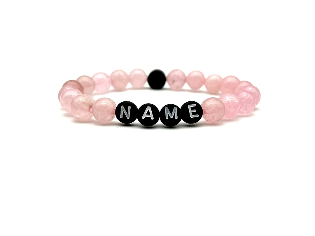 Partnerarmband Quarz pink Name - Bracelettery #farbe_schwarz